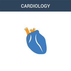 two colored Cardiology concept vector icon. 2 color Cardiology vector illustration. isolated blue and orange eps icon on white background.