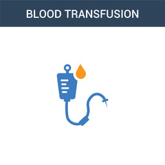 two colored Blood transfusion concept vector icon. 2 color Blood transfusion vector illustration. isolated blue and orange eps icon on white background.