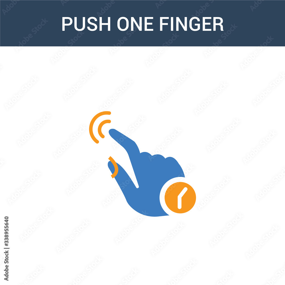 Poster two colored push one finger and wait concept vector icon. 2 color push one finger and wait vector il