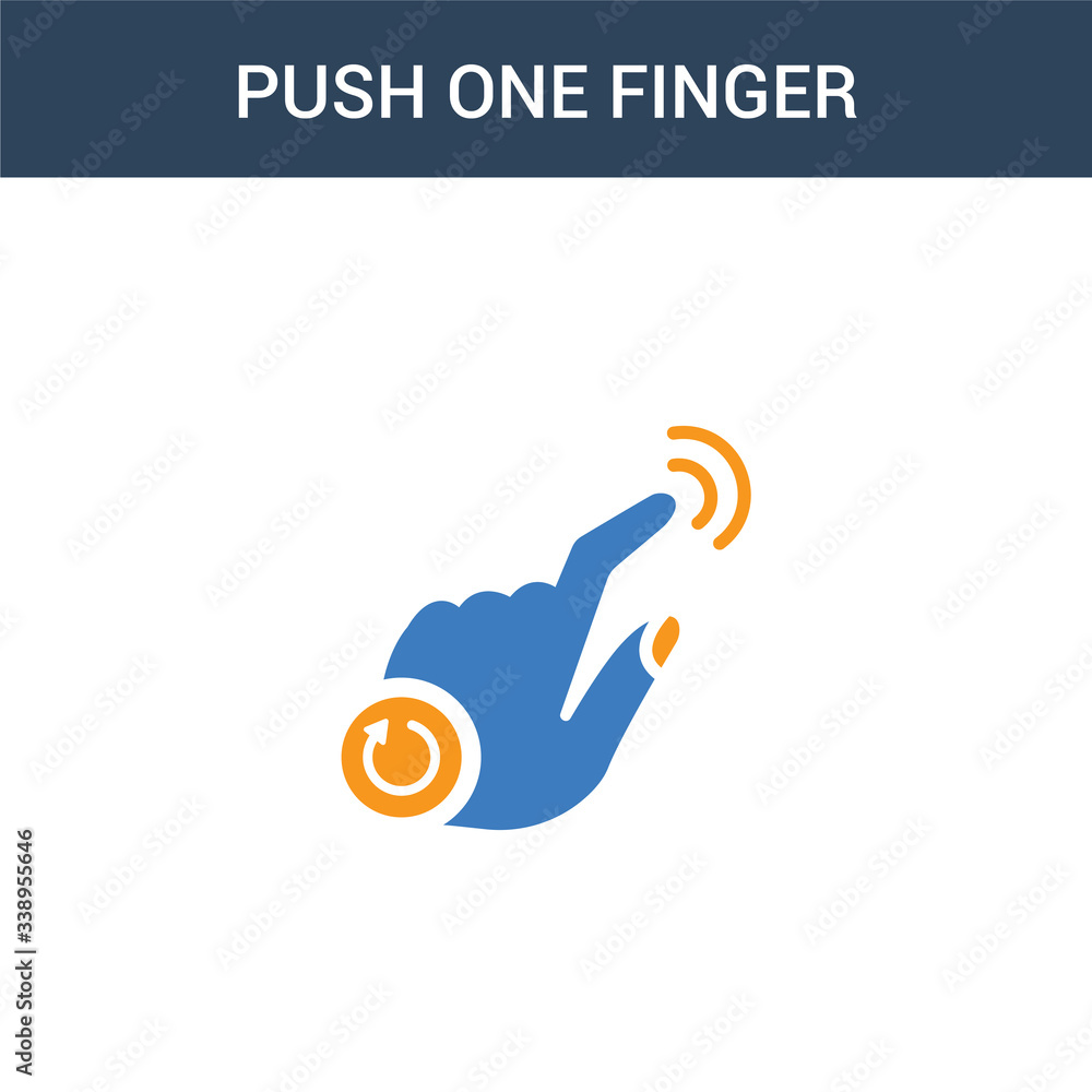 Aufkleber two colored push one finger and twist back concept vector icon. 2 color push one finger and twist ba