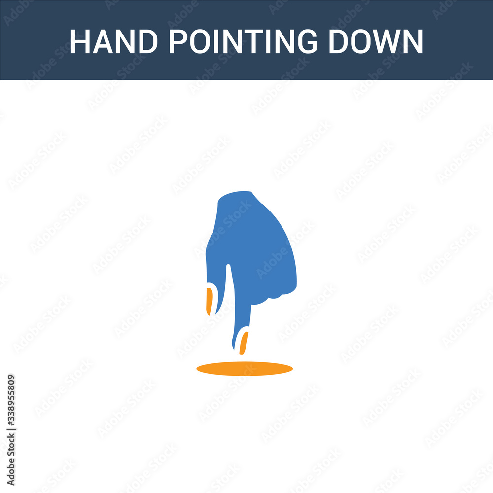 Aufkleber two colored hand pointing down concept vector icon. 2 color hand pointing down vector illustration. 