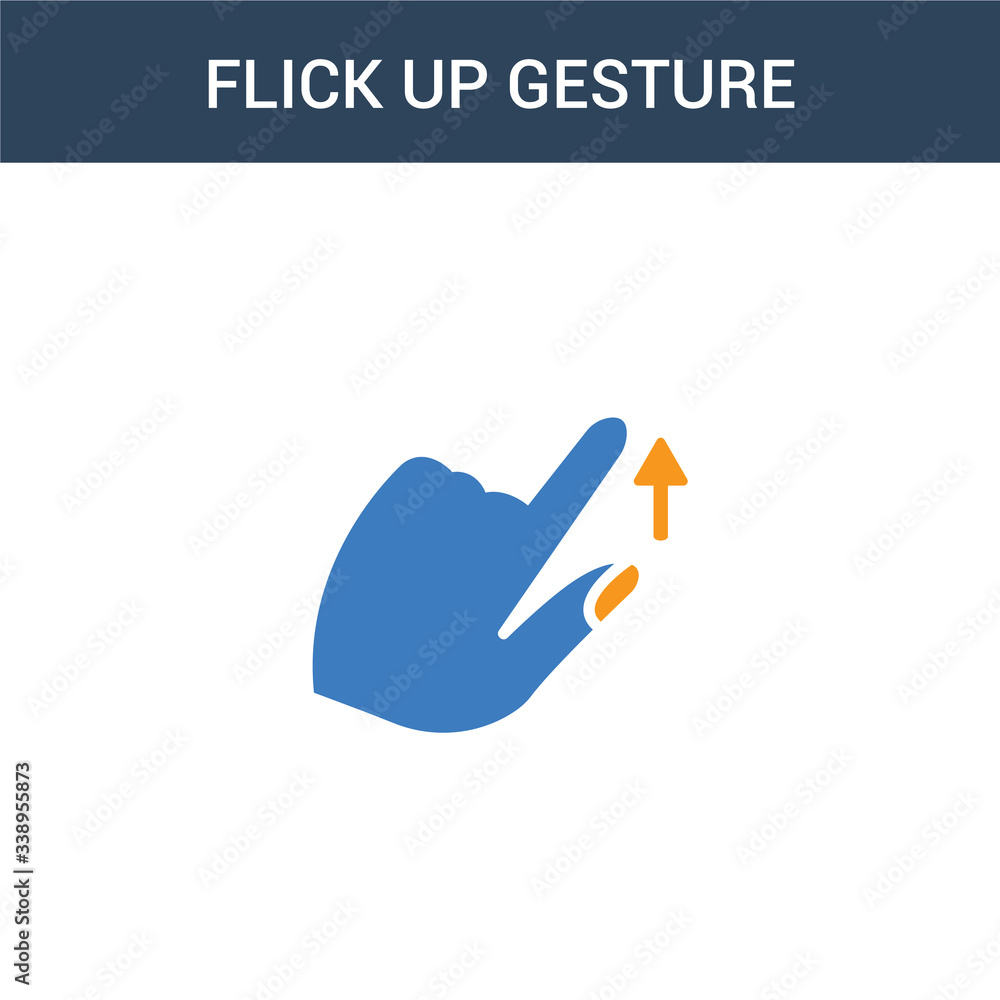 Poster two colored flick up gesture concept vector icon. 2 color flick up gesture vector illustration. isol