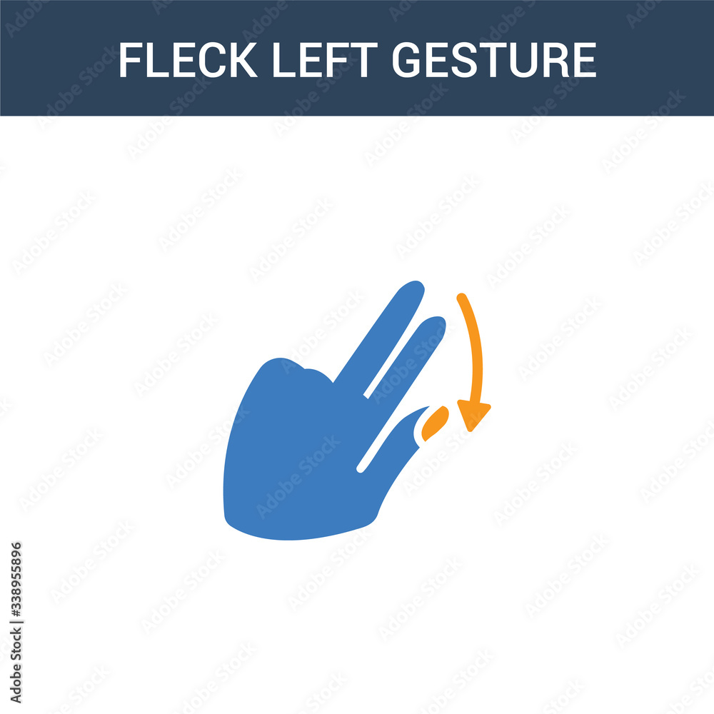 Poster two colored fleck left gesture concept vector icon. 2 color fleck left gesture vector illustration. 