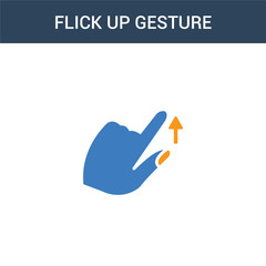 two colored Flick Up gesture concept vector icon. 2 color Flick Up gesture vector illustration. isolated blue and orange eps icon on white background.