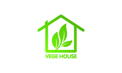 eco green vege house logo design