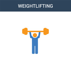 two colored Weightlifting concept vector icon. 2 color Weightlifting vector illustration. isolated blue and orange eps icon on white background.