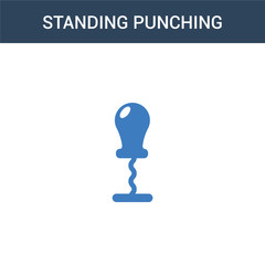 two colored Standing Punching Ball concept vector icon. 2 color Standing Punching Ball vector illustration. isolated blue and orange eps icon on white background.