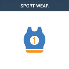 two colored Sport wear concept vector icon. 2 color Sport wear vector illustration. isolated blue and orange eps icon on white background.