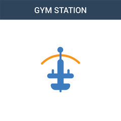 two colored Gym Station concept vector icon. 2 color Gym Station vector illustration. isolated blue and orange eps icon on white background.