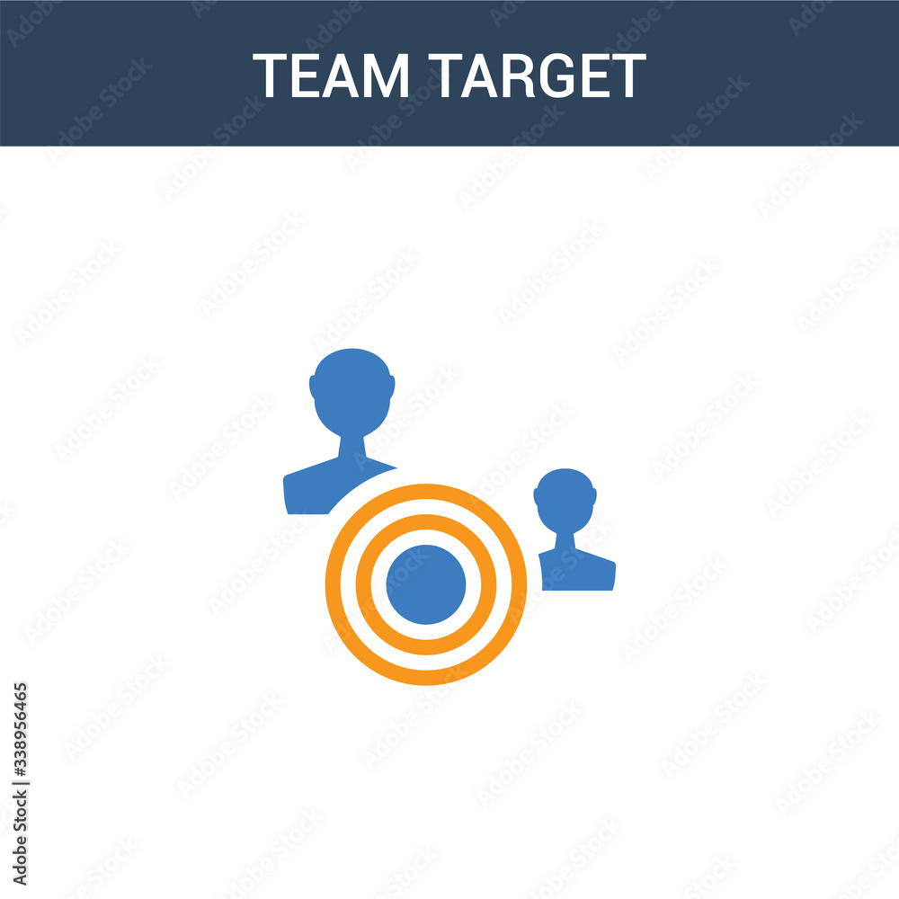 Poster two colored team target concept vector icon. 2 color team target vector illustration. isolated blue 