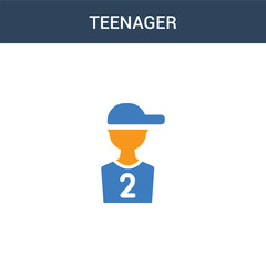 two colored teenager concept vector icon. 2 color teenager vector illustration. isolated blue and orange eps icon on white background.
