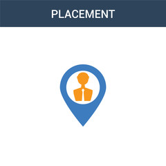 two colored placement concept vector icon. 2 color placement vector illustration. isolated blue and orange eps icon on white background.