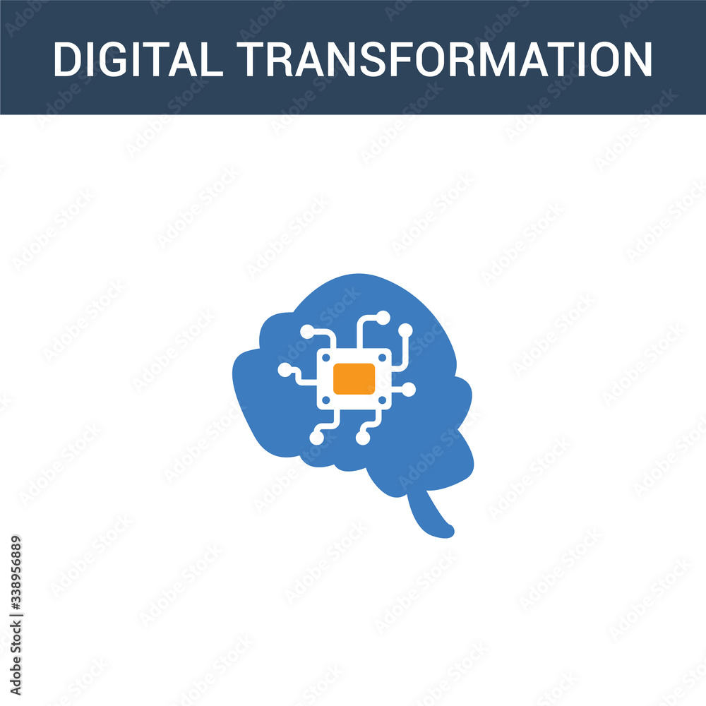 Poster two colored digital transformation concept vector icon. 2 color digital transformation vector illust