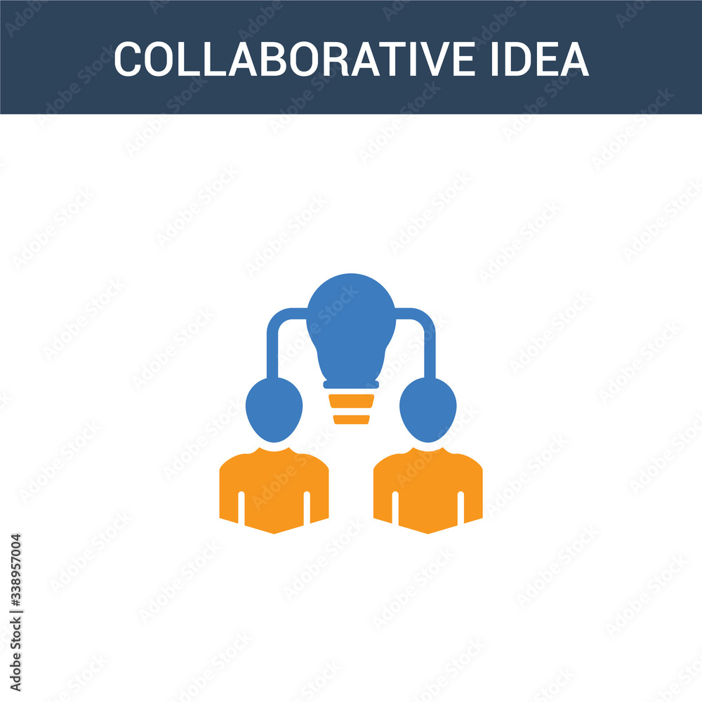 Poster two colored collaborative idea concept vector icon. 2 color collaborative idea vector illustration. 