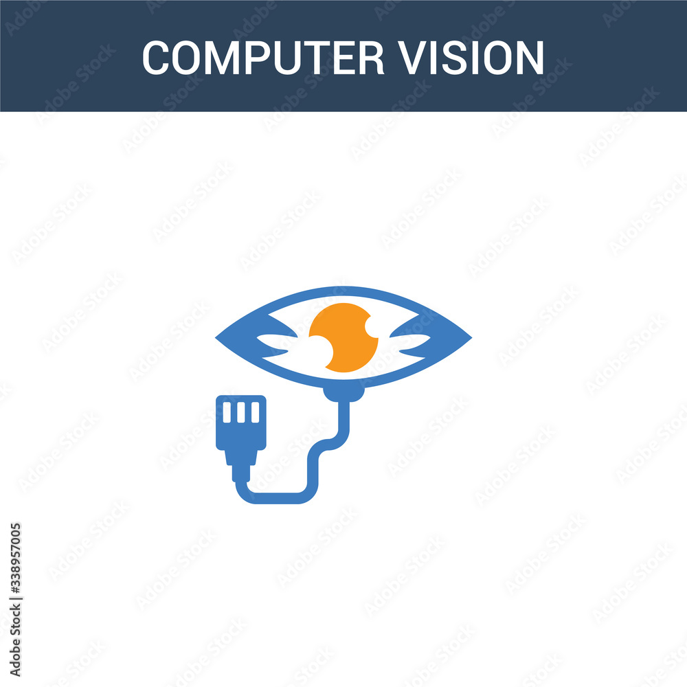 Poster two colored computer vision concept vector icon. 2 color computer vision vector illustration. isolat