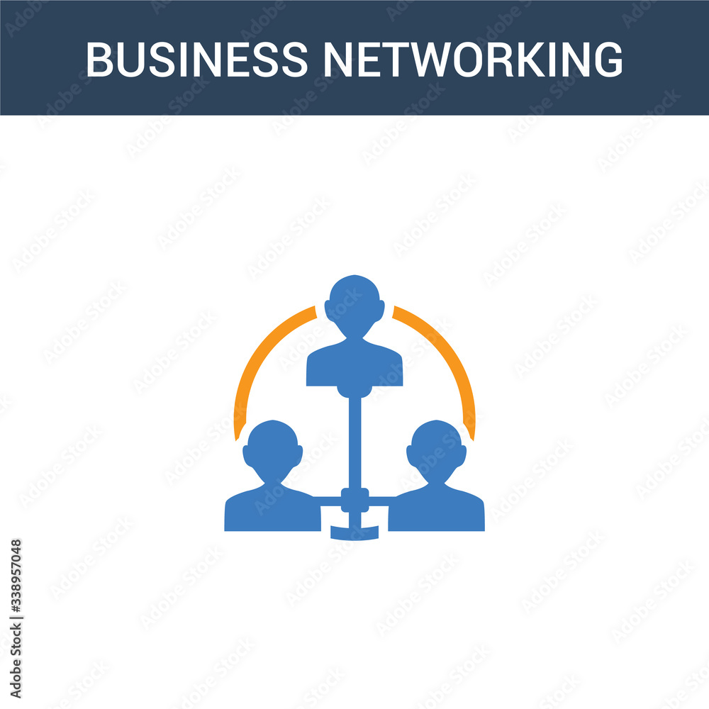 Poster two colored business networking concept vector icon. 2 color business networking vector illustration