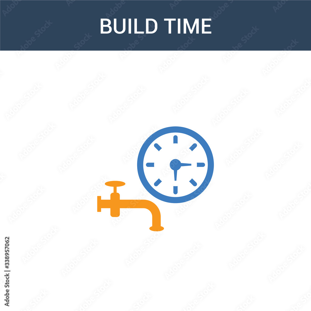 Poster two colored build time concept vector icon. 2 color build time vector illustration. isolated blue an