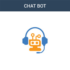 two colored chat bot concept vector icon. 2 color chat bot vector illustration. isolated blue and orange eps icon on white background.