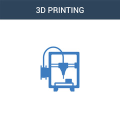 two colored 3d printing concept vector icon. 2 color 3d printing vector illustration. isolated blue and orange eps icon on white background.