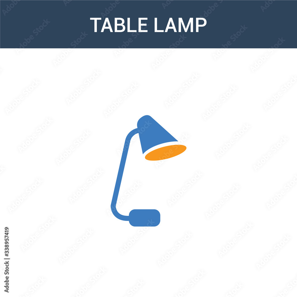 Poster two colored table lamp concept vector icon. 2 color table lamp vector illustration. isolated blue an