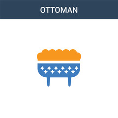 two colored Ottoman concept vector icon. 2 color Ottoman vector illustration. isolated blue and orange eps icon on white background.