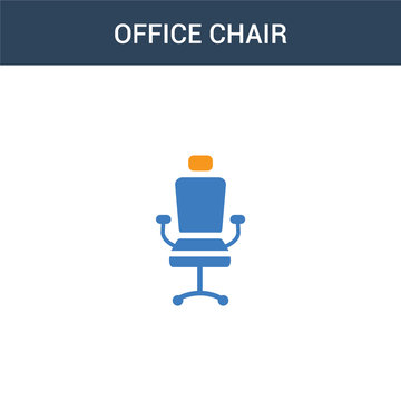 two colored Office chair concept vector icon. 2 color Office chair vector illustration. isolated blue and orange eps icon on white background.
