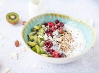 A close up picture of healthy oatmeal..