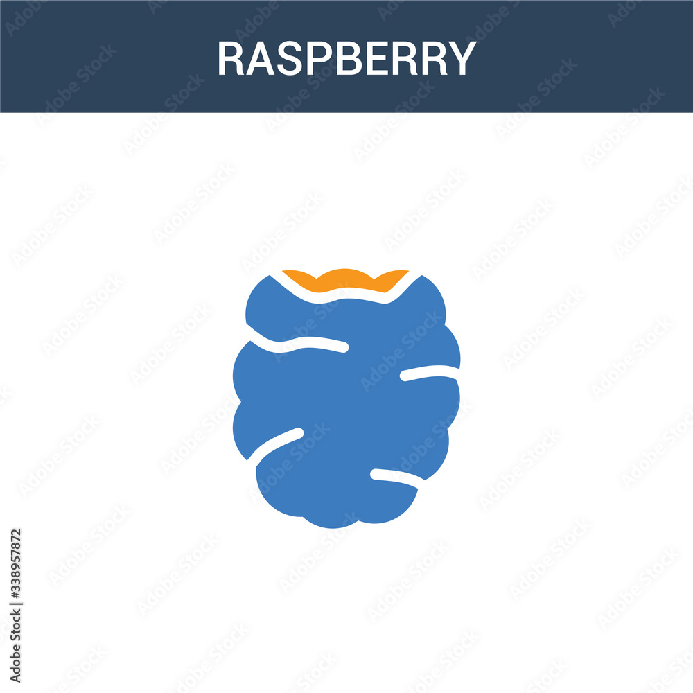 Poster two colored raspberry concept vector icon. 2 color raspberry vector illustration. isolated blue and 