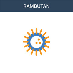 two colored Rambutan concept vector icon. 2 color Rambutan vector illustration. isolated blue and orange eps icon on white background.