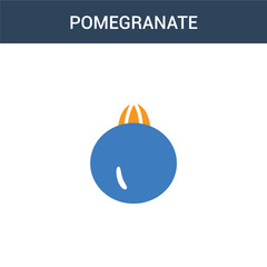 two colored Pomegranate concept vector icon. 2 color Pomegranate vector illustration. isolated blue and orange eps icon on white background.
