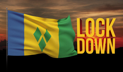 Coronavirus COVID-19 lockdown concept with waving national flag of Saint Vincent and the...