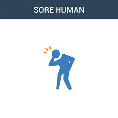 two colored sore human concept vector icon. 2 color sore human vector illustration. isolated blue and orange eps icon on white background.