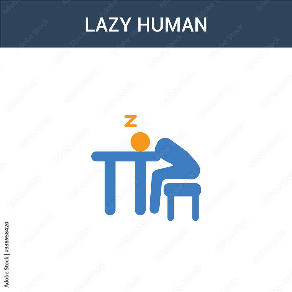 Poster two colored lazy human concept vector icon. 2 color lazy human vector illustration. isolated blue an