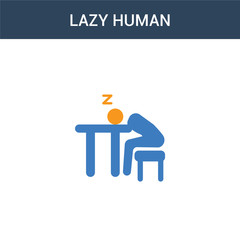 two colored lazy human concept vector icon. 2 color lazy human vector illustration. isolated blue and orange eps icon on white background.