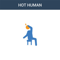 two colored hot human concept vector icon. 2 color hot human vector illustration. isolated blue and orange eps icon on white background.