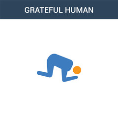 two colored grateful human concept vector icon. 2 color grateful human vector illustration. isolated blue and orange eps icon on white background.