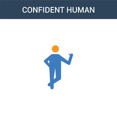 two colored confident human concept vector icon. 2 color confident human vector illustration. isolated blue and orange eps icon on white background.