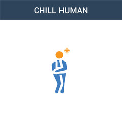 two colored chill human concept vector icon. 2 color chill human vector illustration. isolated blue and orange eps icon on white background.