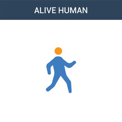 two colored alive human concept vector icon. 2 color alive human vector illustration. isolated blue and orange eps icon on white background.