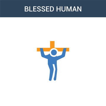 two colored blessed human concept vector icon. 2 color blessed human vector illustration. isolated blue and orange eps icon on white background.