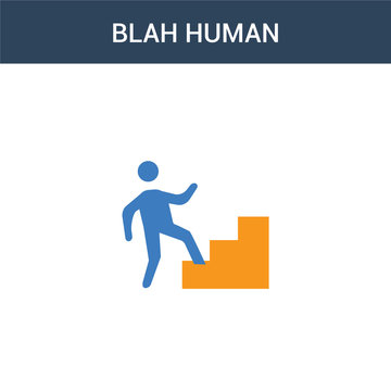 two colored blah human concept vector icon. 2 color blah human vector illustration. isolated blue and orange eps icon on white background.