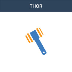 two colored Thor concept vector icon. 2 color Thor vector illustration. isolated blue and orange eps icon on white background.