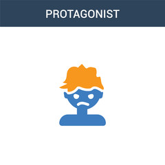 two colored protagonist concept vector icon. 2 color protagonist vector illustration. isolated blue and orange eps icon on white background.
