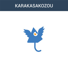 two colored Karakasakozou concept vector icon. 2 color Karakasakozou vector illustration. isolated blue and orange eps icon on white background.