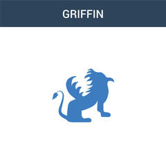 two colored Griffin concept vector icon. 2 color Griffin vector illustration. isolated blue and orange eps icon on white background.