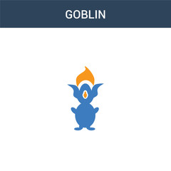 two colored Goblin concept vector icon. 2 color Goblin vector illustration. isolated blue and orange eps icon on white background. - obrazy, fototapety, plakaty