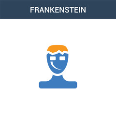 two colored Frankenstein concept vector icon. 2 color Frankenstein vector illustration. isolated blue and orange eps icon on white background.