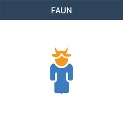 two colored Faun concept vector icon. 2 color Faun vector illustration. isolated blue and orange eps icon on white background.