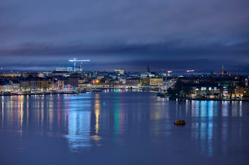 Fototapeta premium View over Stockholm and Old town in the evening 