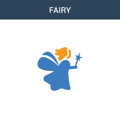 two colored Fairy concept vector icon. 2 color Fairy vector illustration. isolated blue and orange eps icon on white background.